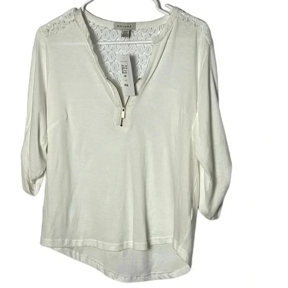 NWT sheer ,lace , 100 Cotton,t shirt material ,blouse  Tie roll cuff,cottagecore - Picture 4 of 11